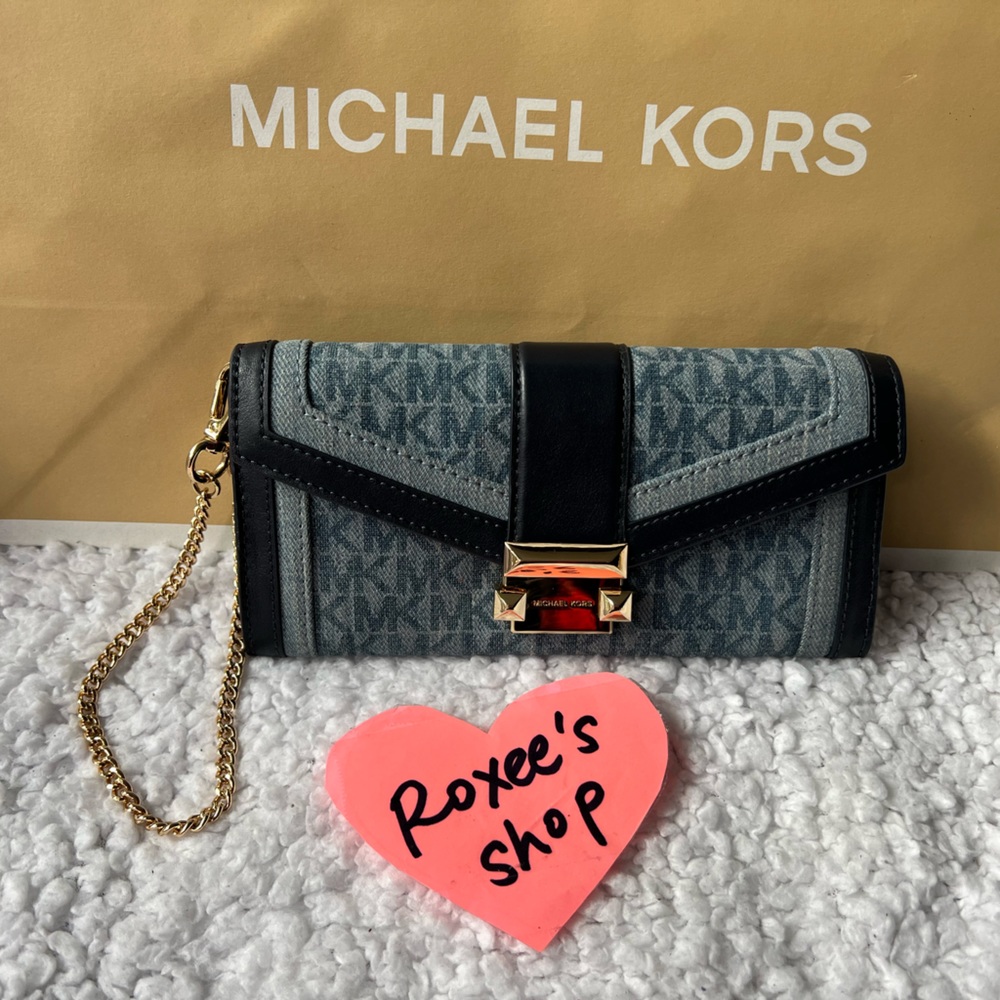Michael Kors Long Whitney Denim Chain Wallet | 3pcs